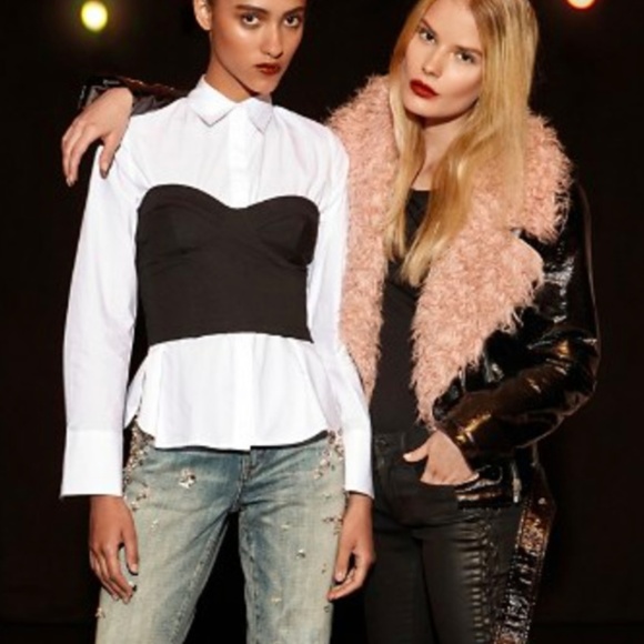 Bloomingdales Jackets & Blazers - 🆕 Patent Leather Pink Fur-Collar Moto Jacket XS